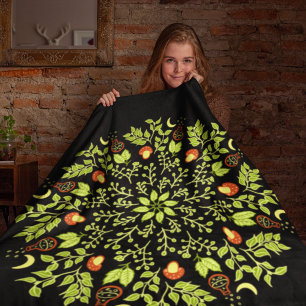 Couverture Polaire Mandala plante feuille de champignons potion de so