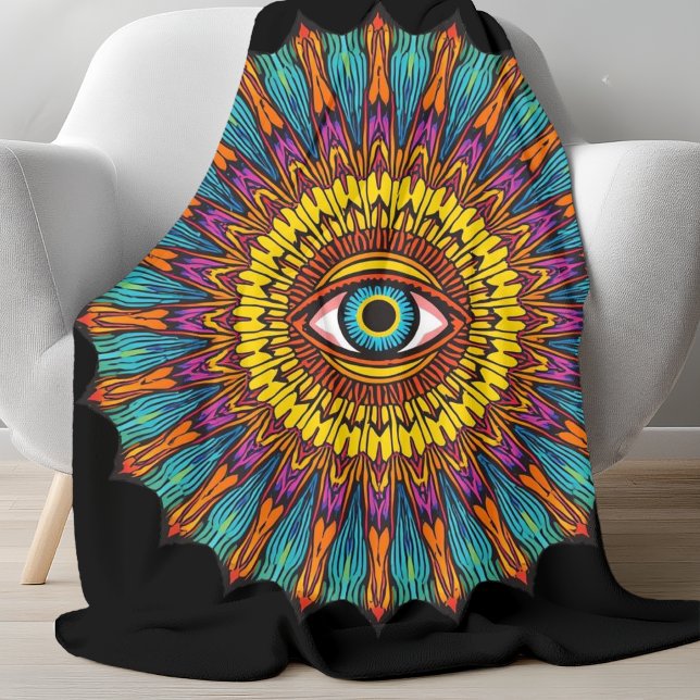 Couverture Polaire Mandala Rétro 90 | Graphique Troisième Œil Psychéd (Créateur téléchargé)