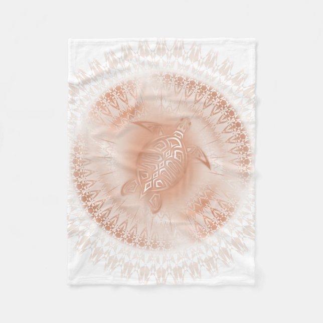 Couverture Polaire Mandala rose Gold White Turtle (Devant)