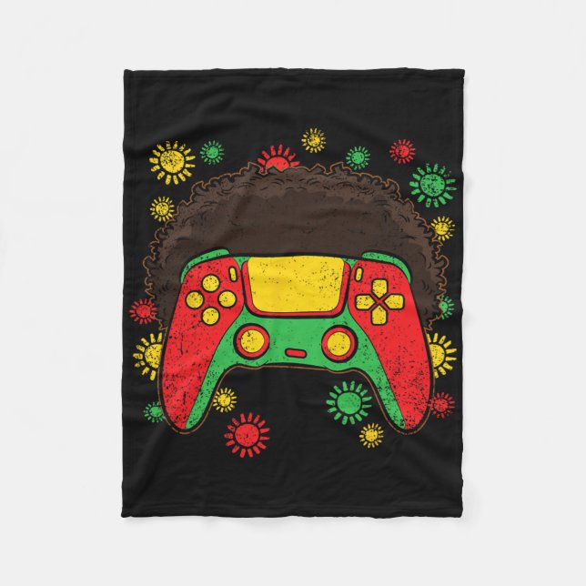 Couverture Polaire Manette de jeu vidéo Afro Mois de l'histoire des N (Devant)