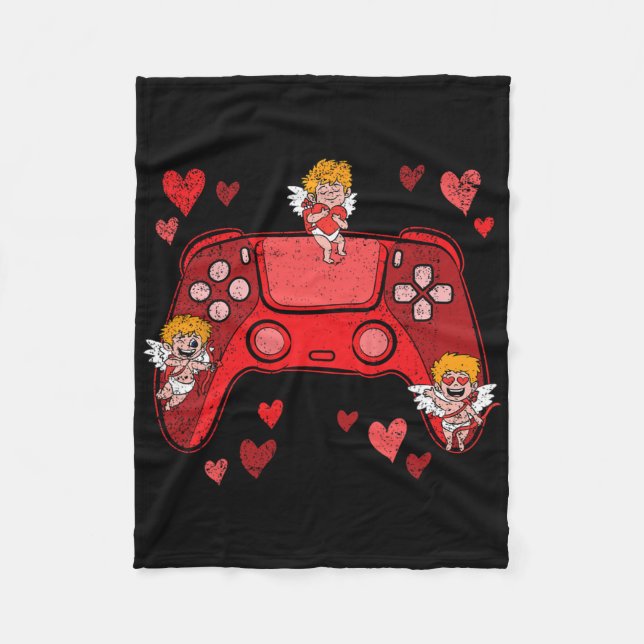 Couverture Polaire Manette de jeu vidéo Cœur Saint Valentin Mignon Ga (Devant)