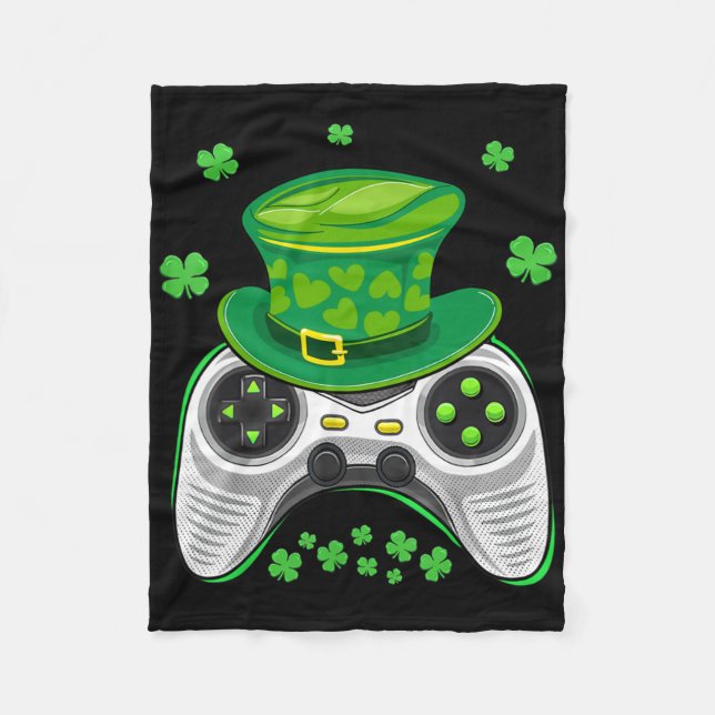 Couverture Polaire Manette de jeu vidéo Shamrock Gamer Saint-Patrick (Devant)