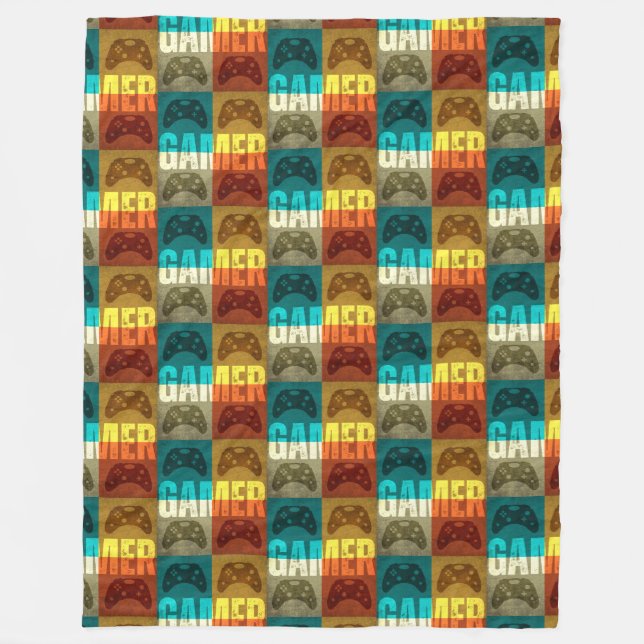 COUVERTURE POLAIRE MANETTE DE JEU VIDÉO VINTAGE GAMER  (Devant)
