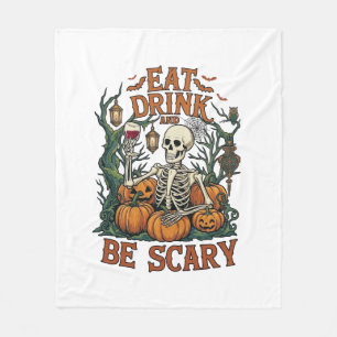 Couverture Polaire Manger Boire Être Squelette Épouvantable Halloween