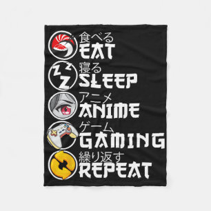 Couverture Polaire Manger Dormir Anime Jeux Vidéo Répéter Kawaii Anim