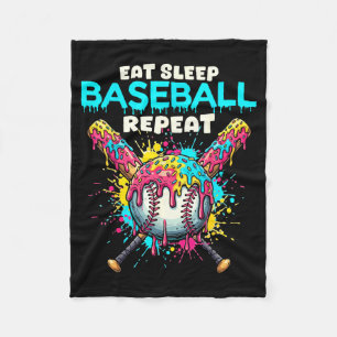 Couverture Polaire Manger Dormir Baseball Répéter Drôle Crème Glacée