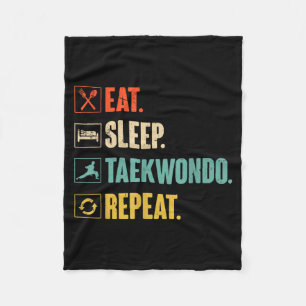 Couverture Polaire Manger Dormir Taekwondo Répéter Rétro Vintage Taek