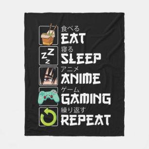 Couverture Polaire Manger Sleep Anime Jeu Répétition Kawaii Otaku Ani