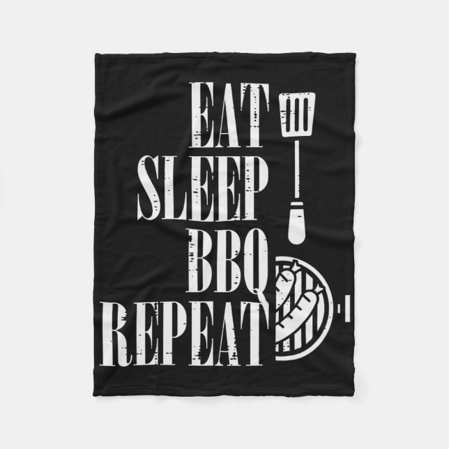Couverture Polaire Manger Sleep Bbq Répéter Funny Rbecue Grilling Fem (Devant)