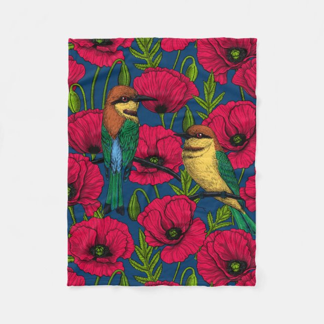 Couverture Polaire Mangeurs d'abeilles et pavots (Devant)