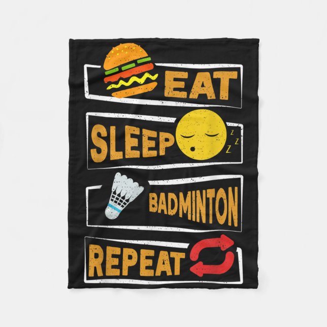 Couverture Polaire Mangez le sommeil Badminton Répéter _ Funny Badmin (Devant)