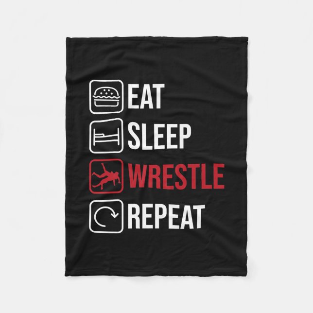 Couverture Polaire Mangez Sleep Lutte Répétez Femmes Hommes Ados Garç (Devant)
