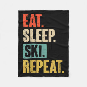 Couverture Polaire Mangez Sleep Ski Repeat - Funny Retro Ski Vintage