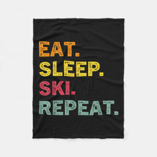 Couverture Polaire Mangez Sleep Ski Répéter Ski Hiver Vacances Ski Re