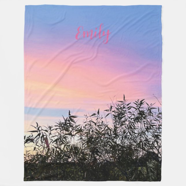 Couverture Polaire Mango Sunset Sky Blue Pink Blanche (Devant)