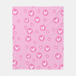 Couverture Polaire Manta com Padrões Fofos de Corações Rosa