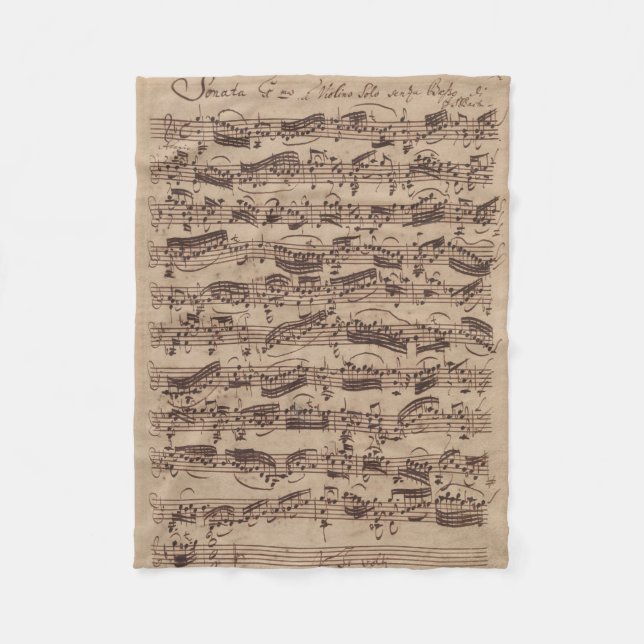 Couverture Polaire Manuscrit Bach Musique Feuille Antique (Devant)