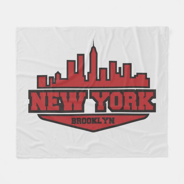 Couverture Polaire Manuscrit de style de bloc de Brooklyn New York | (Devant (Horizontal))