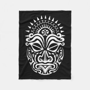 Couverture Polaire Maori Polynesian Tattoo Haka Dance Face Mask Head