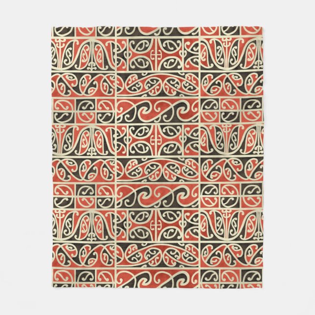 Couverture Polaire Maori Tribal Kowhaiwhai Koru Motif néo-zélandais (Devant)