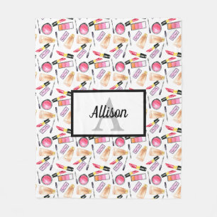 Couverture Polaire Maquillage Fille Chic Monogramme Joli Lashes Lipst
