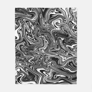 Couverture Polaire Marbre Abstrait noir et blanc liquide