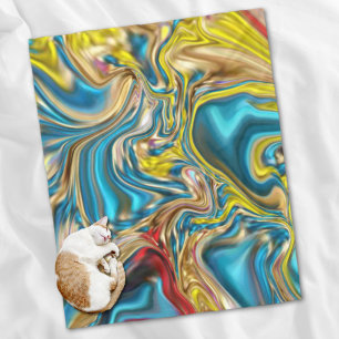 Couverture Polaire marbre abstrait tourbillons jaune turquoise bleu t