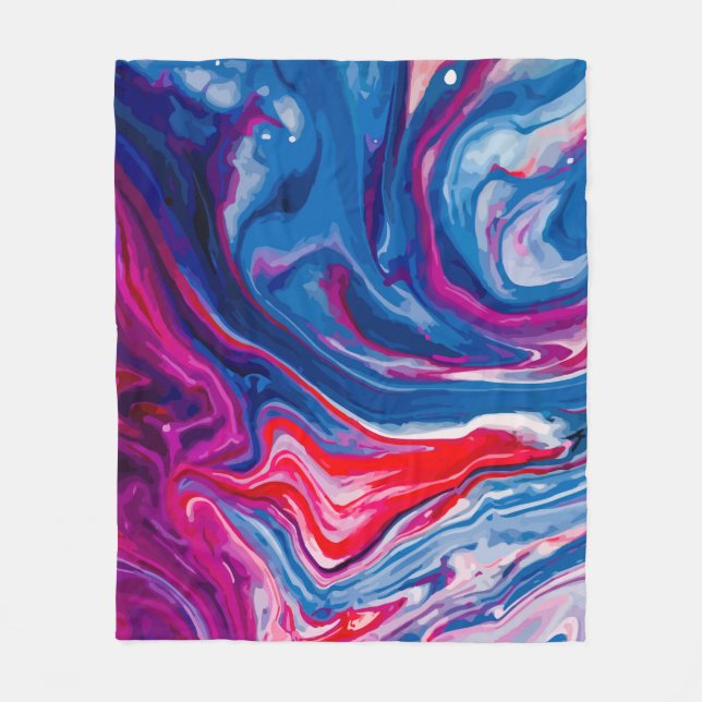 Couverture Polaire Marbre bleu rouge (Devant)