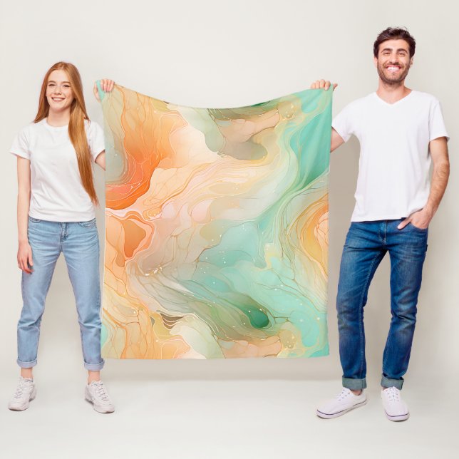 Couverture Polaire Marbre continu motif terre cuite (En situation)