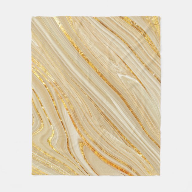 Couverture Polaire Marbre d'or : arrière - plan de texture luxueuse. (Devant)
