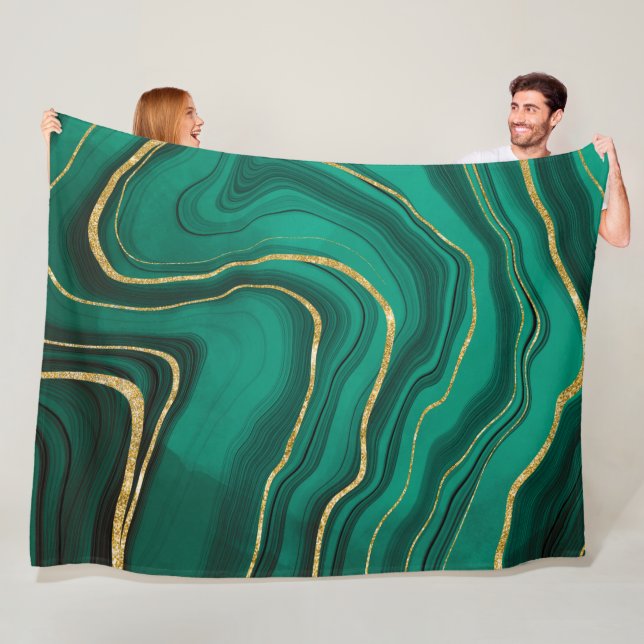 Couverture Polaire Marbre doré malachite (En situation)