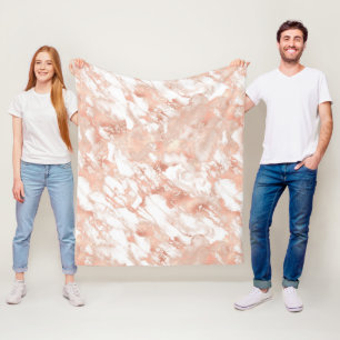 Couverture Polaire Marbre moderne blanc et or rose