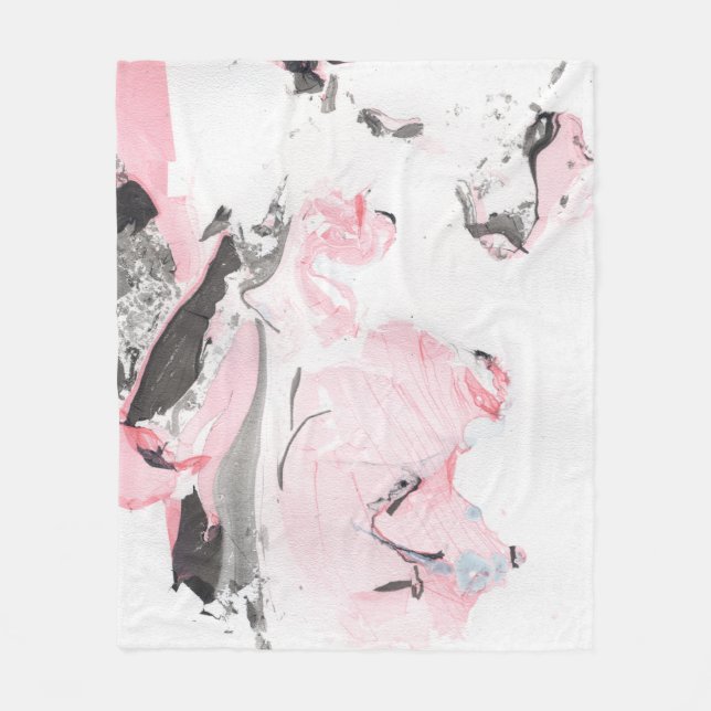 Couverture Polaire Marbre noir rose : main tirée (Devant)