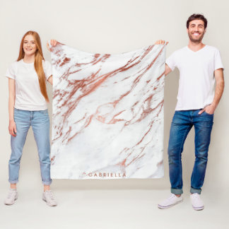 Couverture Polaire Marbre or rose