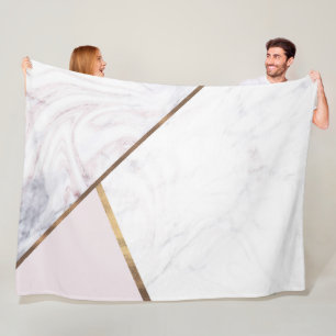 Couverture Polaire Marbre Rose Gold Swirl & Bronze Glam Rose Pâle