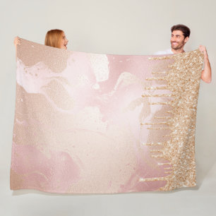 Couverture Polaire Marbre Rosegold Blush avec Droplets Parties scinti