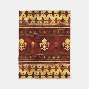 Couverture Polaire Marbre rouge et or Fleur de lis