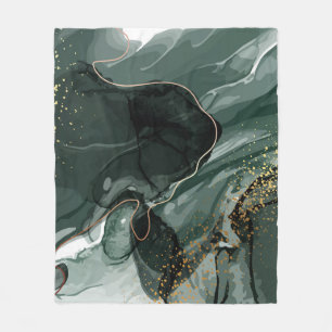 Couverture Polaire Marbre vert émeraude et or, Arrière - plan marbré