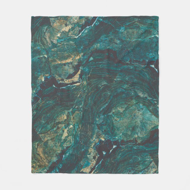 Couverture Polaire Marbre vert foncé : texture luxueuse. (Devant)