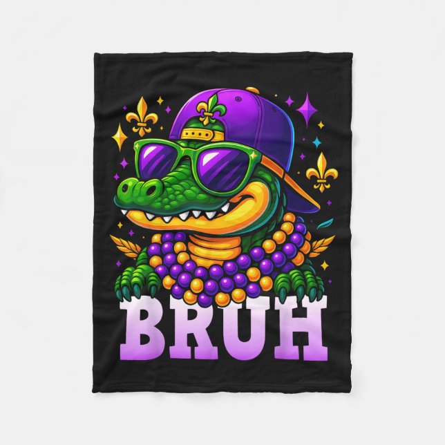 Couverture Polaire Mardi Gras Bruh Mardigator Alligator Costume Teens (Devant)
