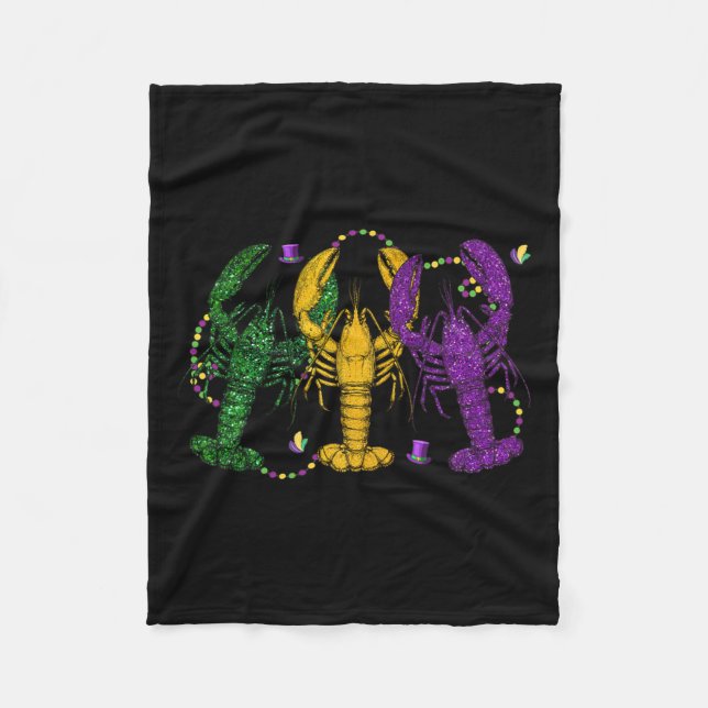 Couverture Polaire Mardi Gras Crawfish Drôle Retro Costume de parade  (Devant)