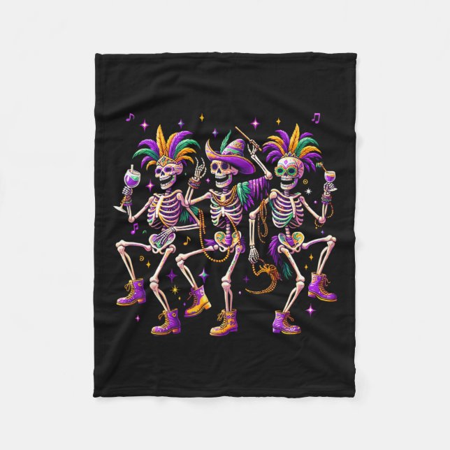Couverture Polaire Mardi Gras Danser Skeleton Drôle (Devant)