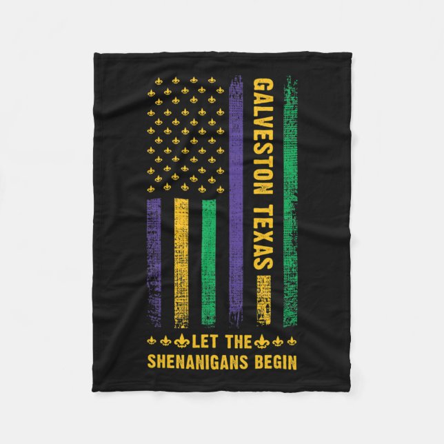 Couverture Polaire Mardi Gras Galveston Texas Fleur-de-lis American F (Devant)