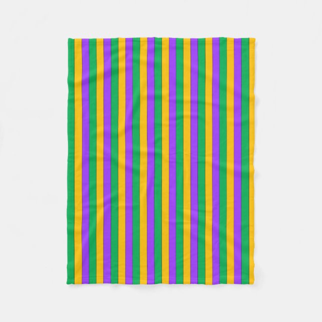 Couverture Polaire Mardi Gras Gras Stripes Motif jaune violet vert (Devant)