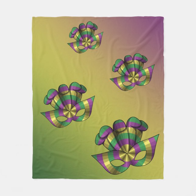 Couverture Polaire Mardi Gras Masque Fleece Blanche (Devant)