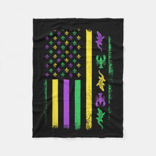 Couverture Polaire Mardi Gras Usa Drapeau américain Alligator Ma