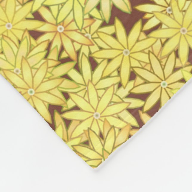 Couverture Polaire Marguerite jaune et or sur Brown chocolat (Coin)
