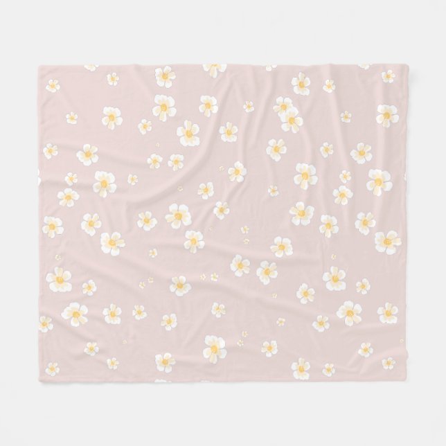 Couverture Polaire Marguerites blanches doux (Devant (Horizontal))