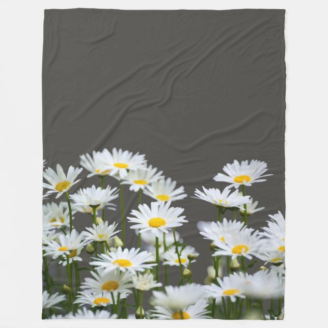 Couverture Polaire Marguerites sur Gris (Devant)