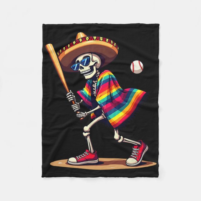 Couverture Polaire Mariachi Skeleton Baseball Cinco De Mayo Mexicain  (Devant)